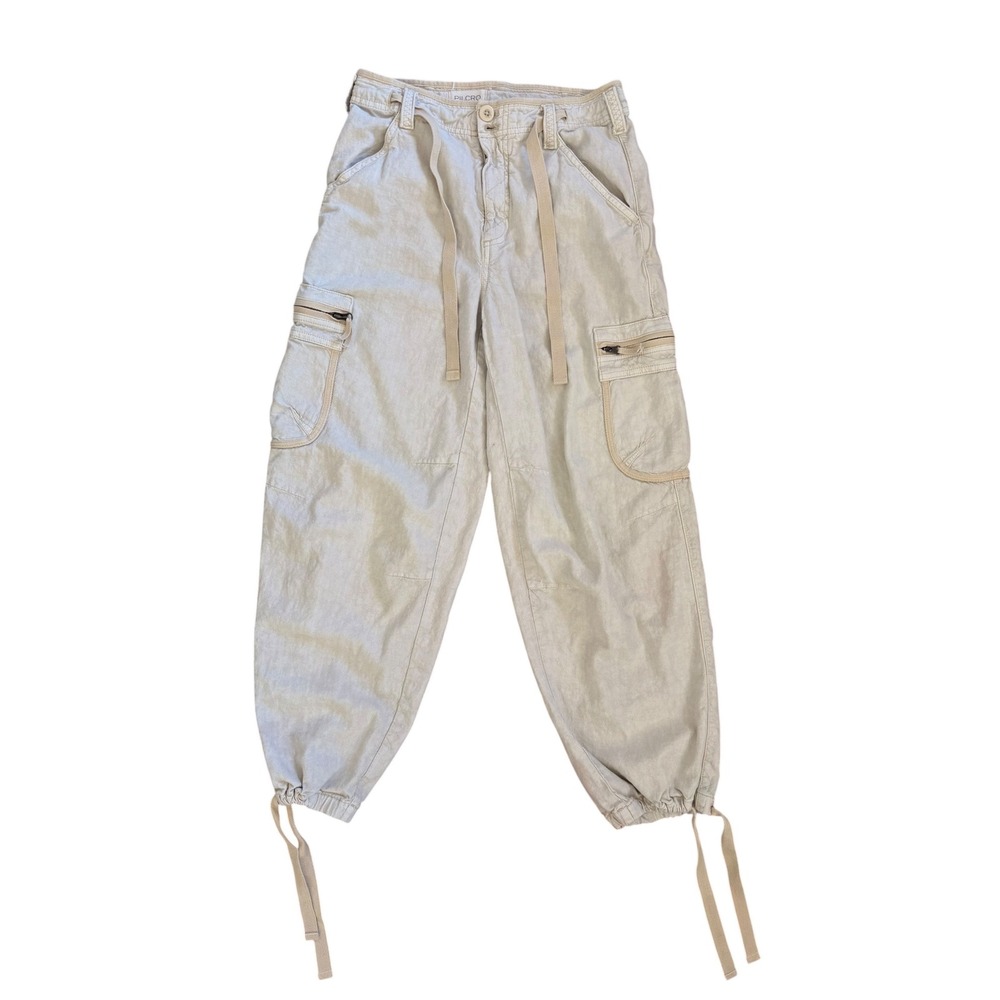 Pilcro Linen Blend Cargo Pants Beige Utility Joggers Size 25